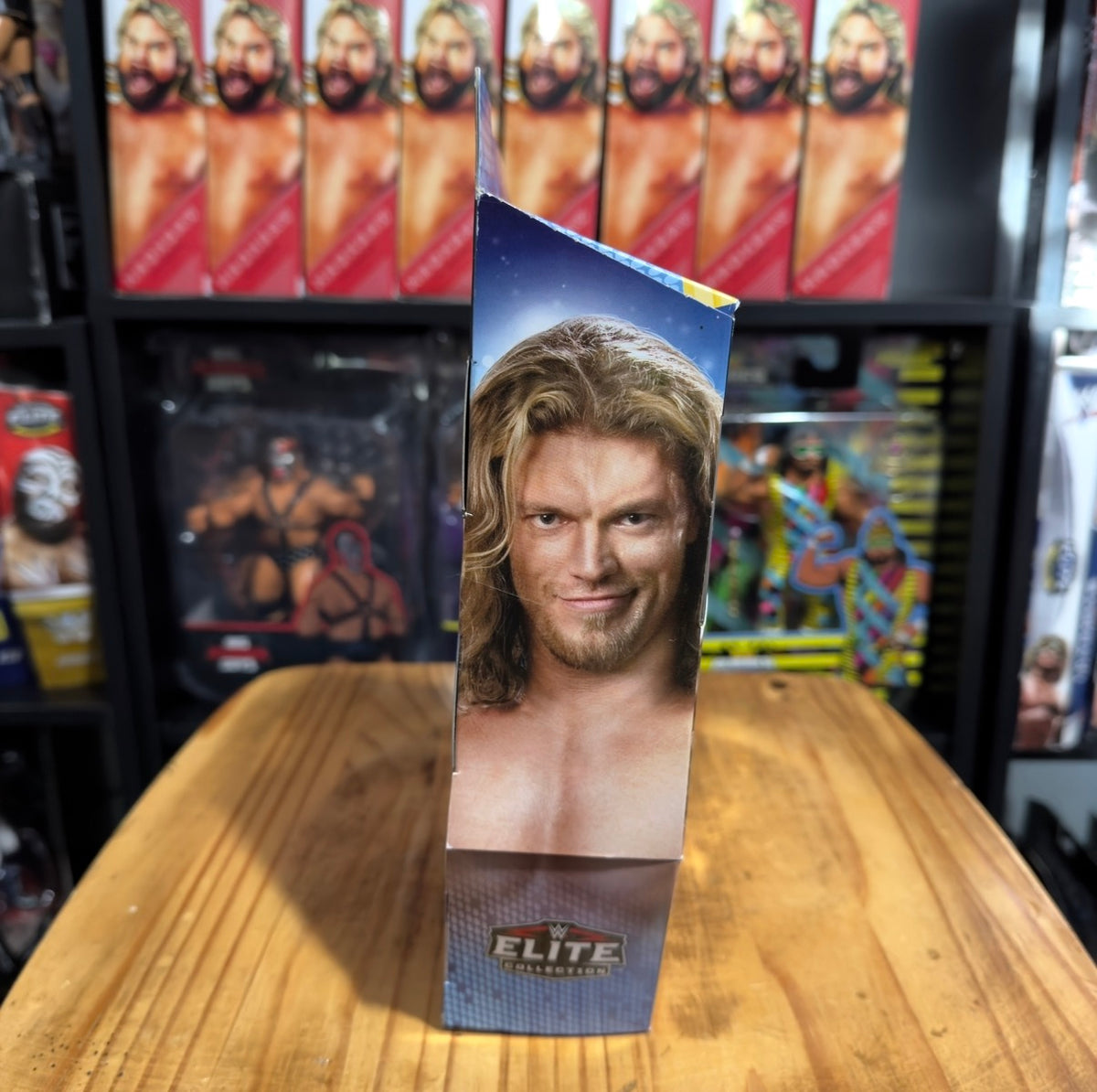 WWE Elite Collection Edge action figure box with close-up headshot front