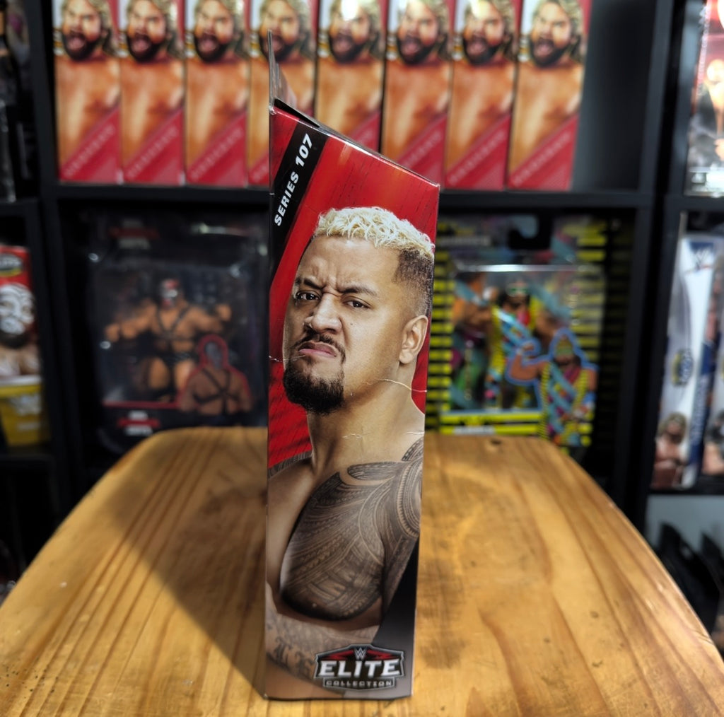 Solo Sikoa WWE Elite figure box with front portrait and Elite logo