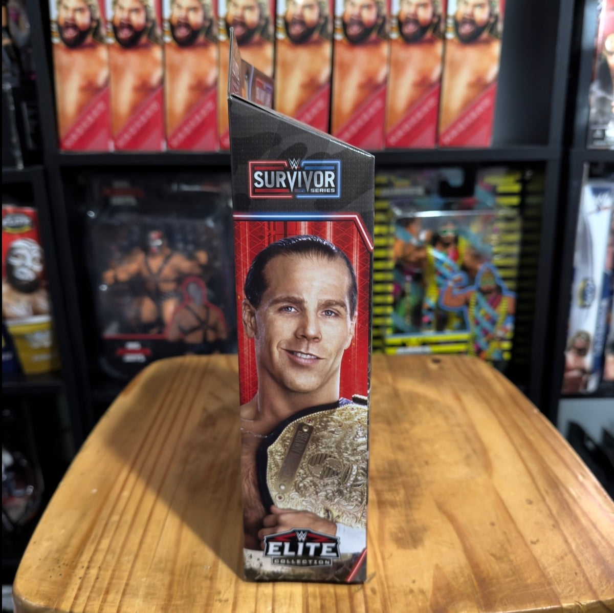 Boxed WWE Elite Collection action figure with Shawn Michaels portrait and Survivor badge