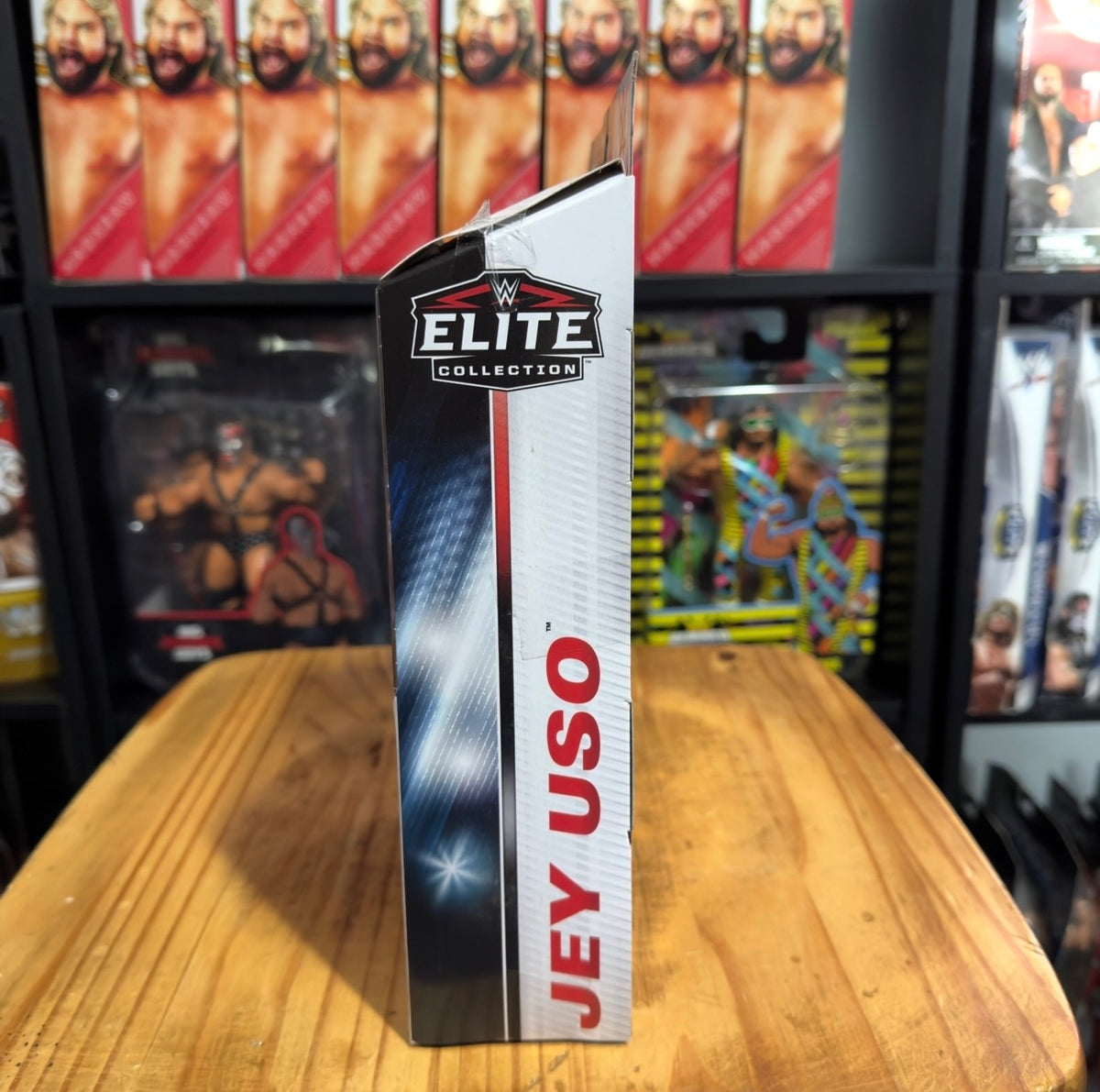Jey Uso WWE Elite Collection 106 box, side panel with Elite logo and Jey Uso text