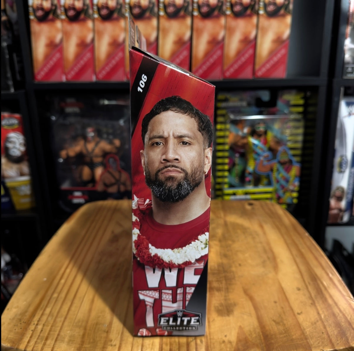 Jey Uso WWE Elite Collection 106 action figure box, front view with portrait