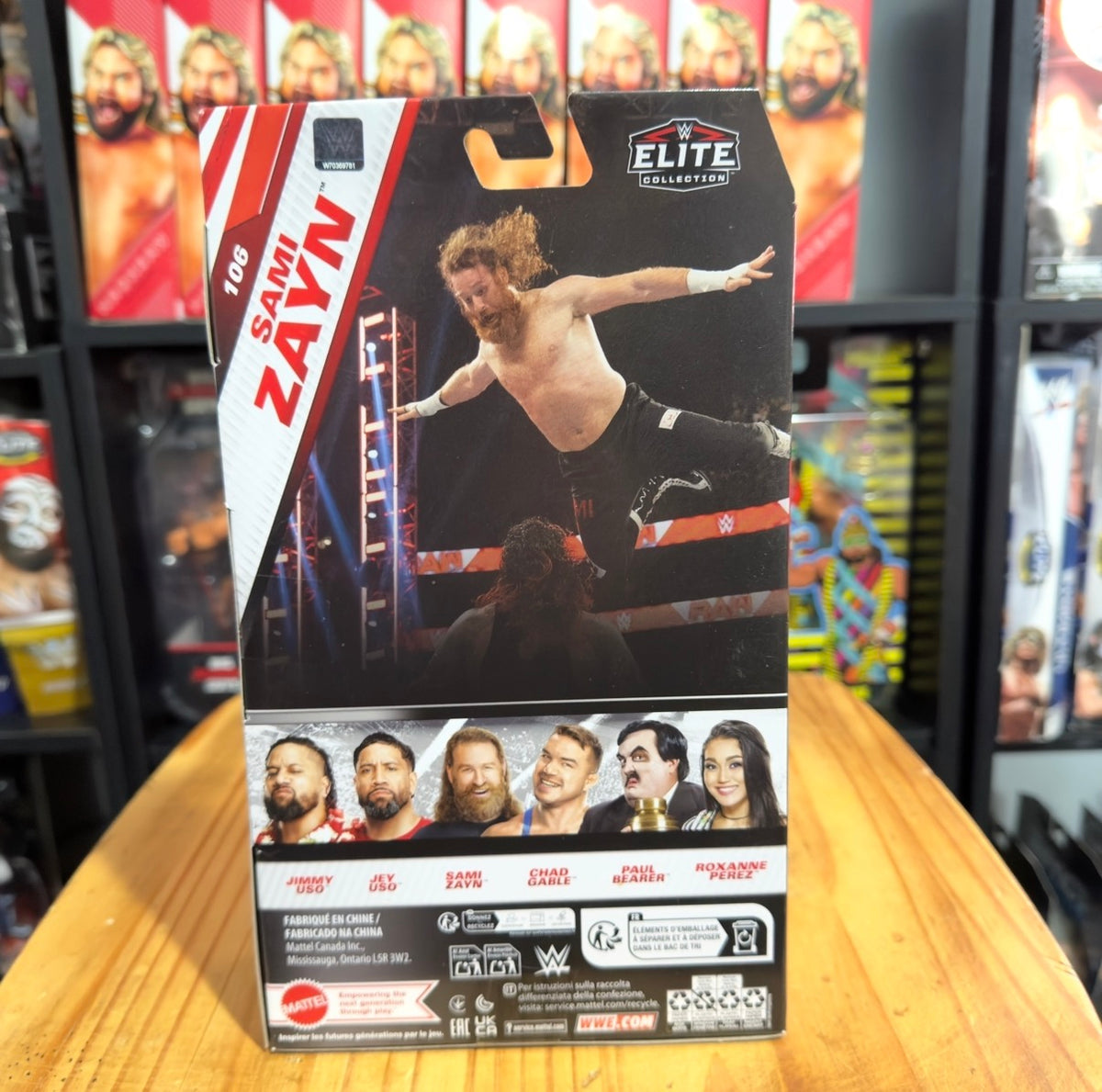 WWE Elite Collection action figure box back with wrestler promo and product details