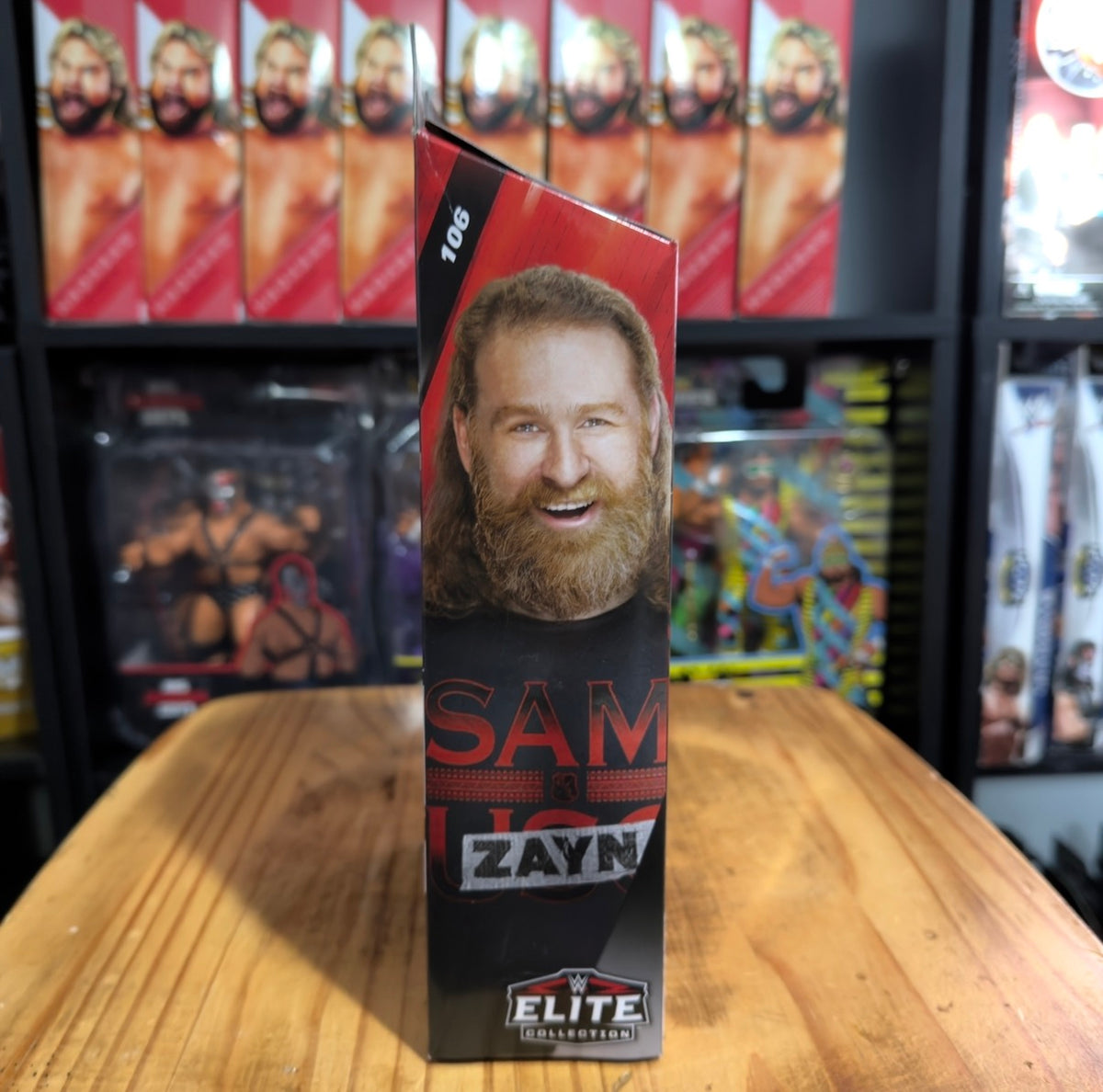 WWE Elite Collection action figure box with Sami Zayn portrait on front