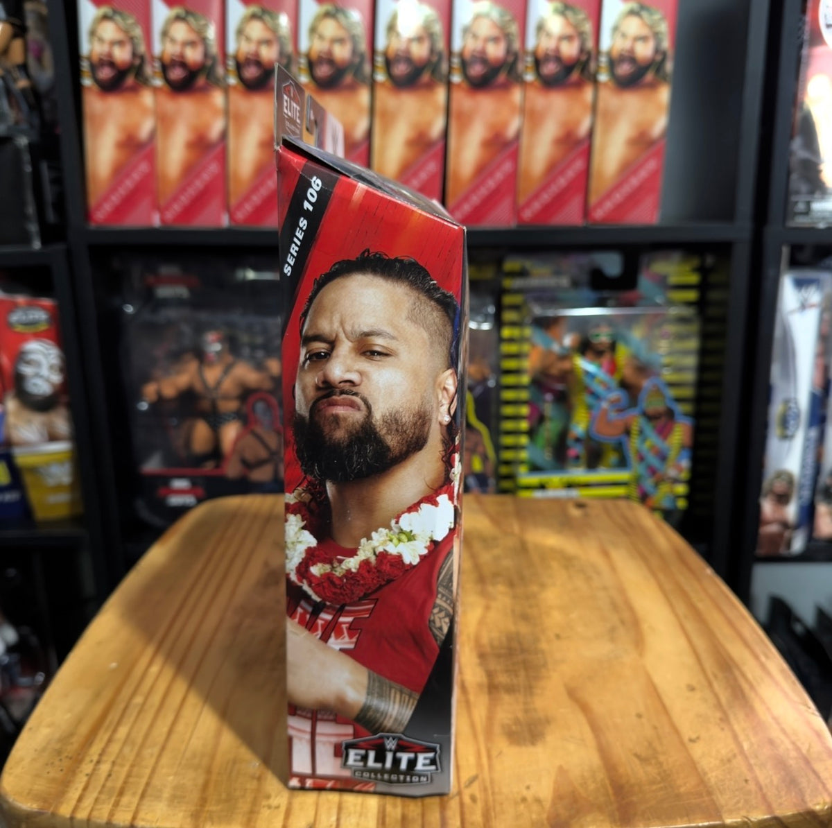 WWE Elite action figure box with character portrait on front