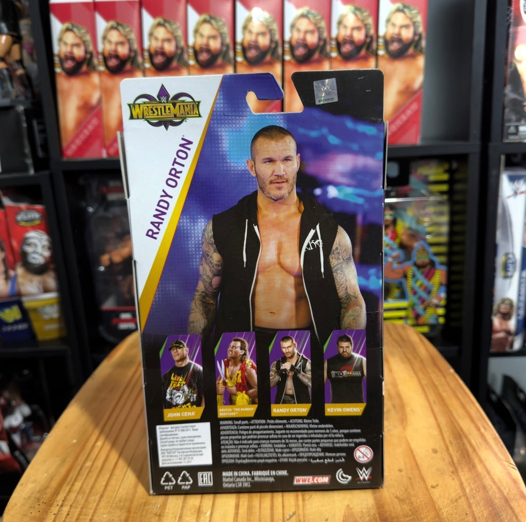 WrestleMania Elite Collection figure box back with wrestler photos and details