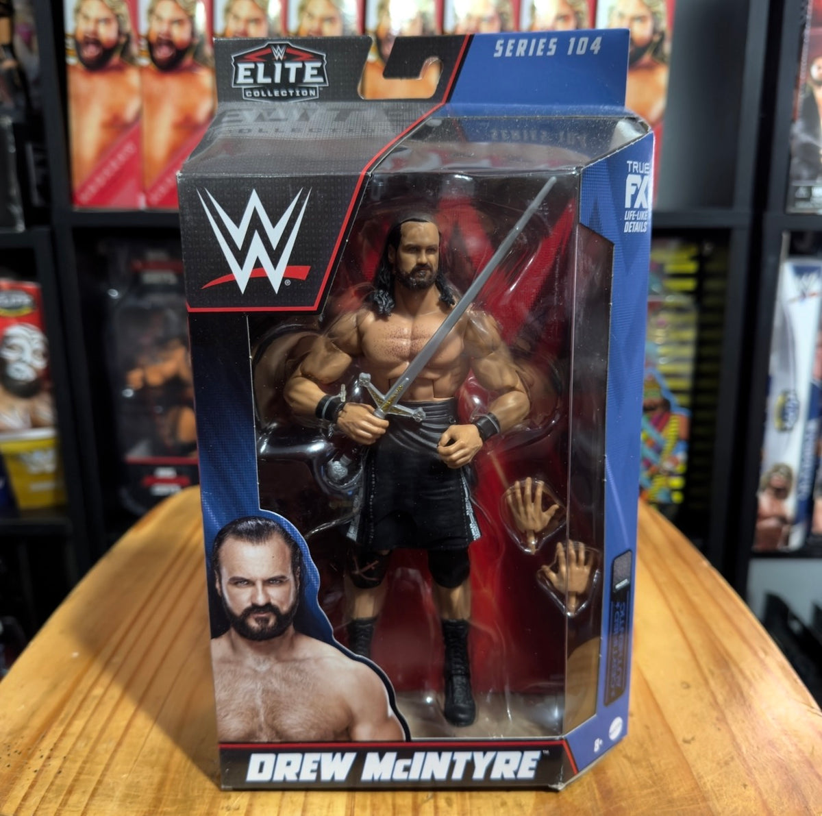 WWE Elite Collection action figure in box with Drew McIntyre figure and accessories