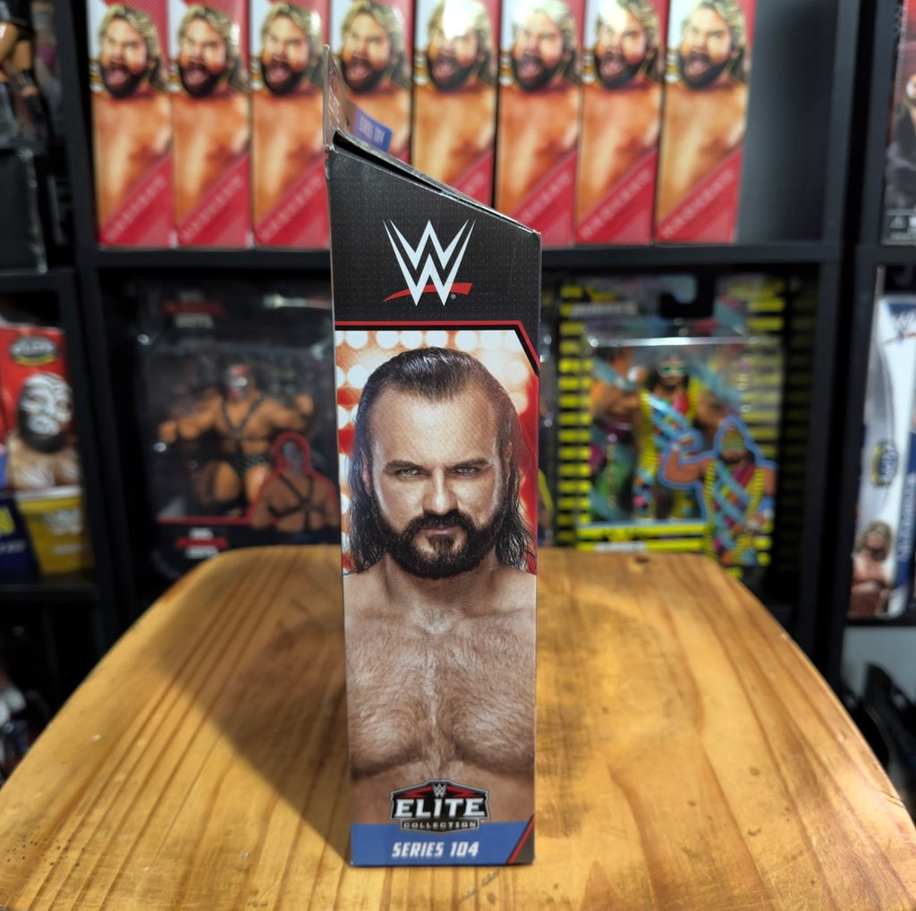 WWE Elite Collection Series 104 Drew McIntyre action figure box front with Drew portrait
