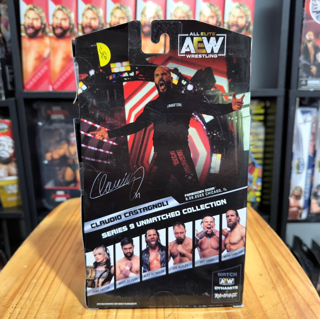 AEW Unmatched Collection box back with figure lineup and product details