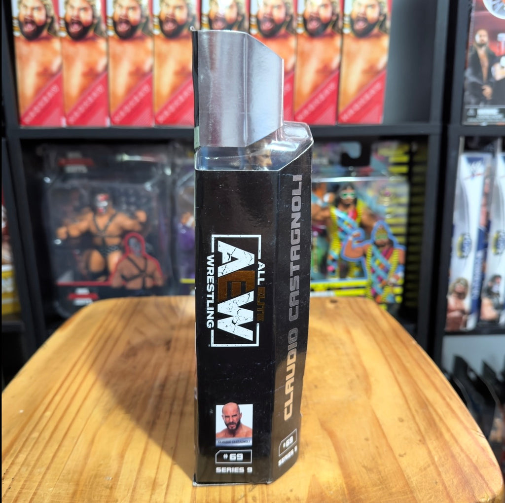 AEW Unmatched Series 9 wrestling figure box with Claudio Castagnoli side branding
