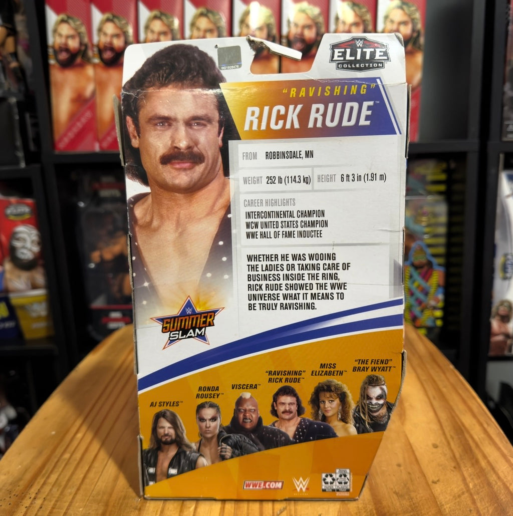WWE Elite Collection figure box back with product stats and description panel