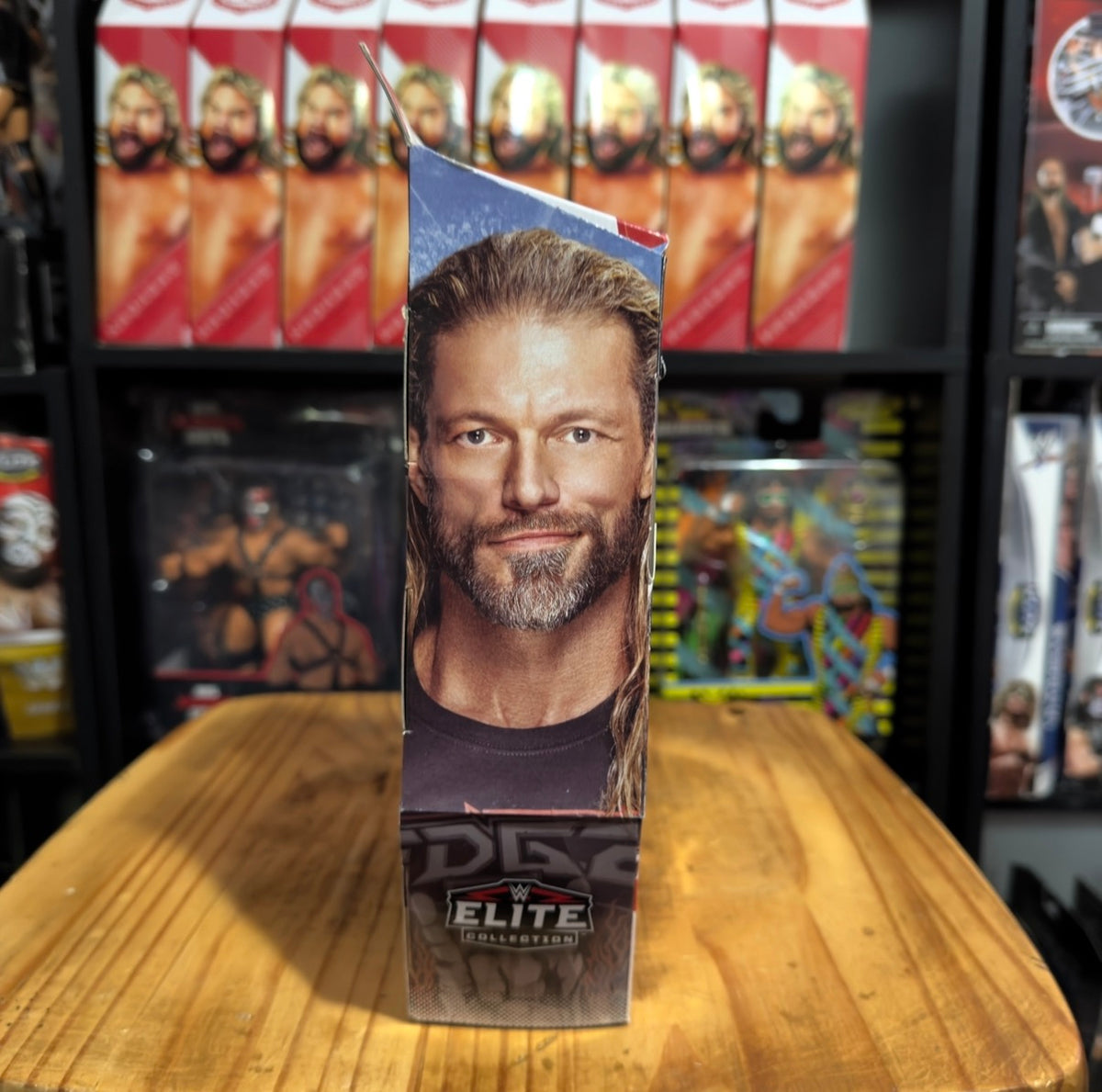 WWE Elite Collection Edge figure box with wrestler portrait and Elite Collection logos