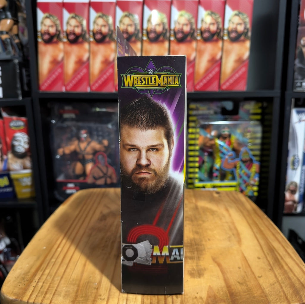 Kevin Owens WrestleMania action figure box with side portrait