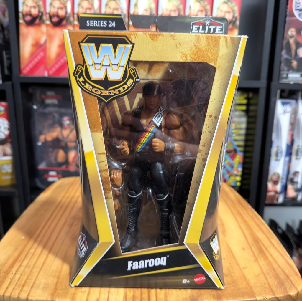 WWE Elite Series 24 Faarooq action figure in display box, upright front