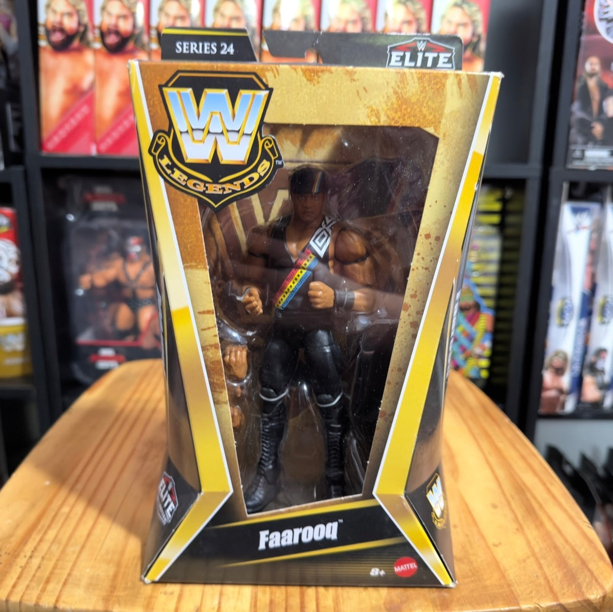 WWE Elite Series 24 Faarooq action figure in display box, upright front