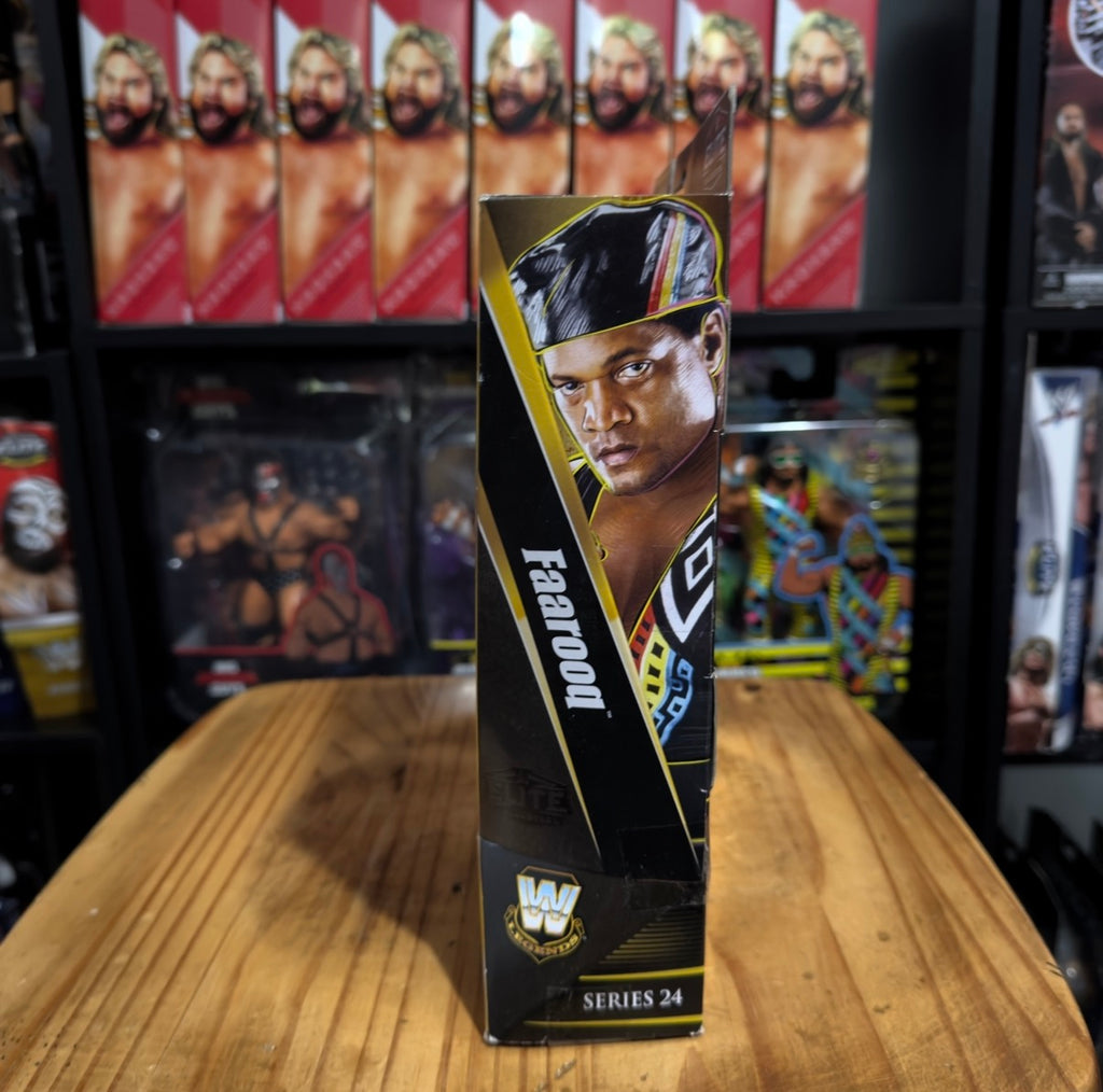WWE Elite Series 24 Faarooq action figure in box, narrow side label view