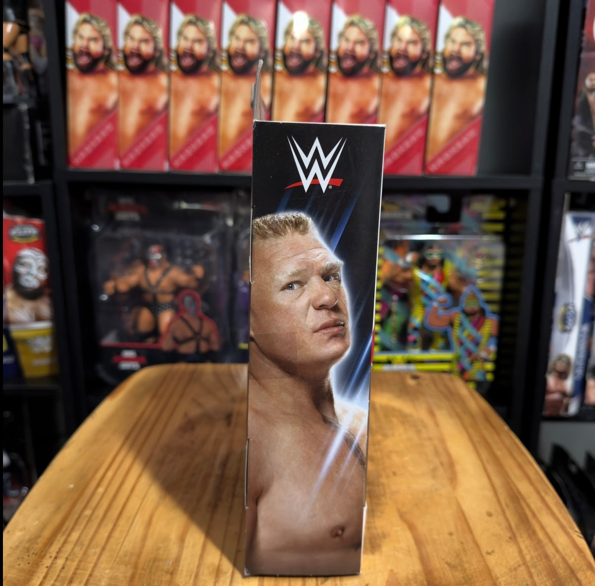 Brock Lesnar WWE Elite Collection action figure box back with headshot panel