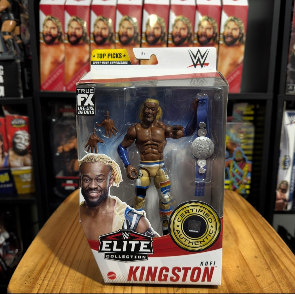 WWE Elite Collection Kofi Kingston Top Picks boxed action figure with accessories