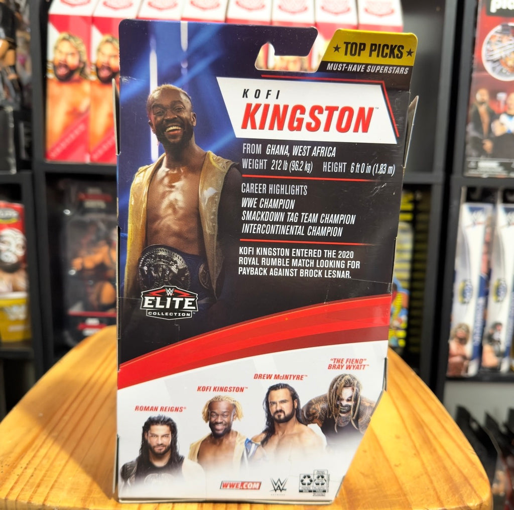 WWE Elite Collection Kofi Kingston Top Picks packaging with front character artwork