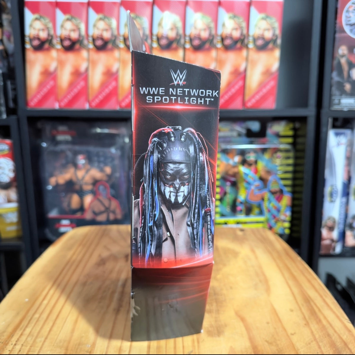 WWE Network Spotlight Finn Balor action figure in retail box, masked long black hair