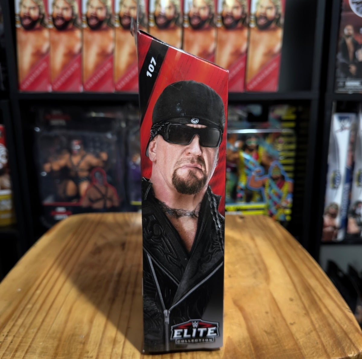 Undertaker WWE Elite action figure in boxed packaging with black attire and hat