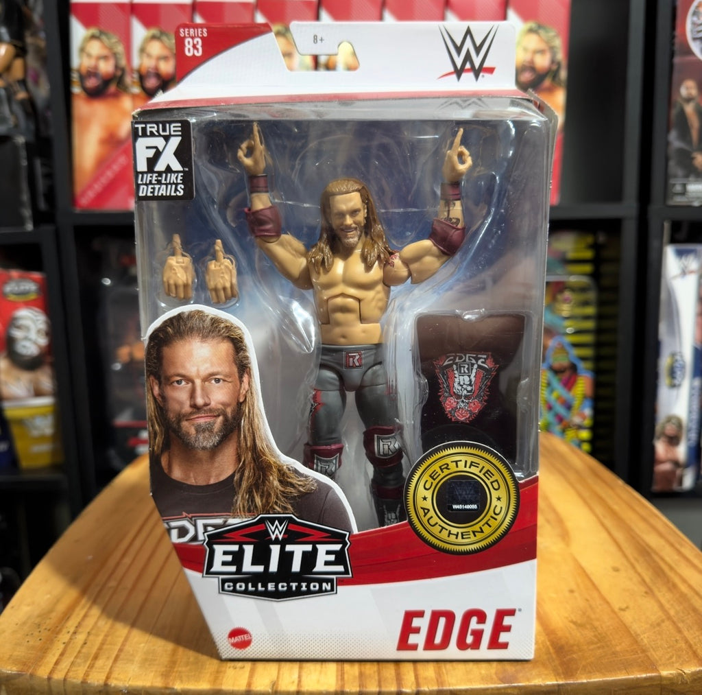 WWE Elite action figure in clear blister with raised arms wrestler figure