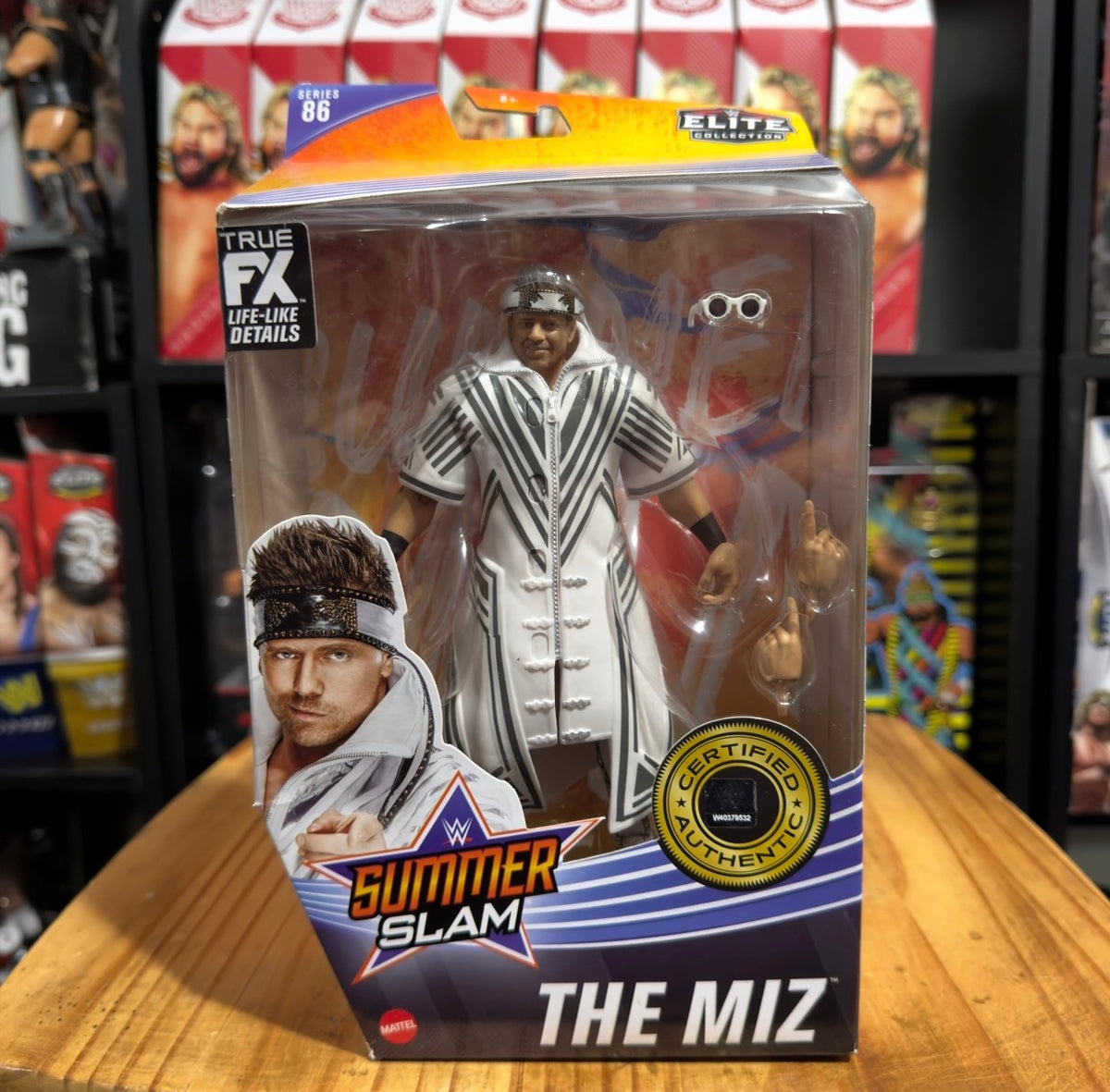 WWE Elite Collection The Miz SummerSlam action figure box with striped robe and gold seal
