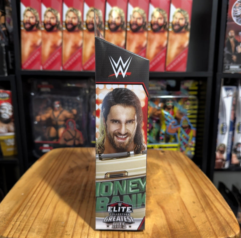 WWE Elite action figure box with Seth Rollins headshot and Money in the Bank