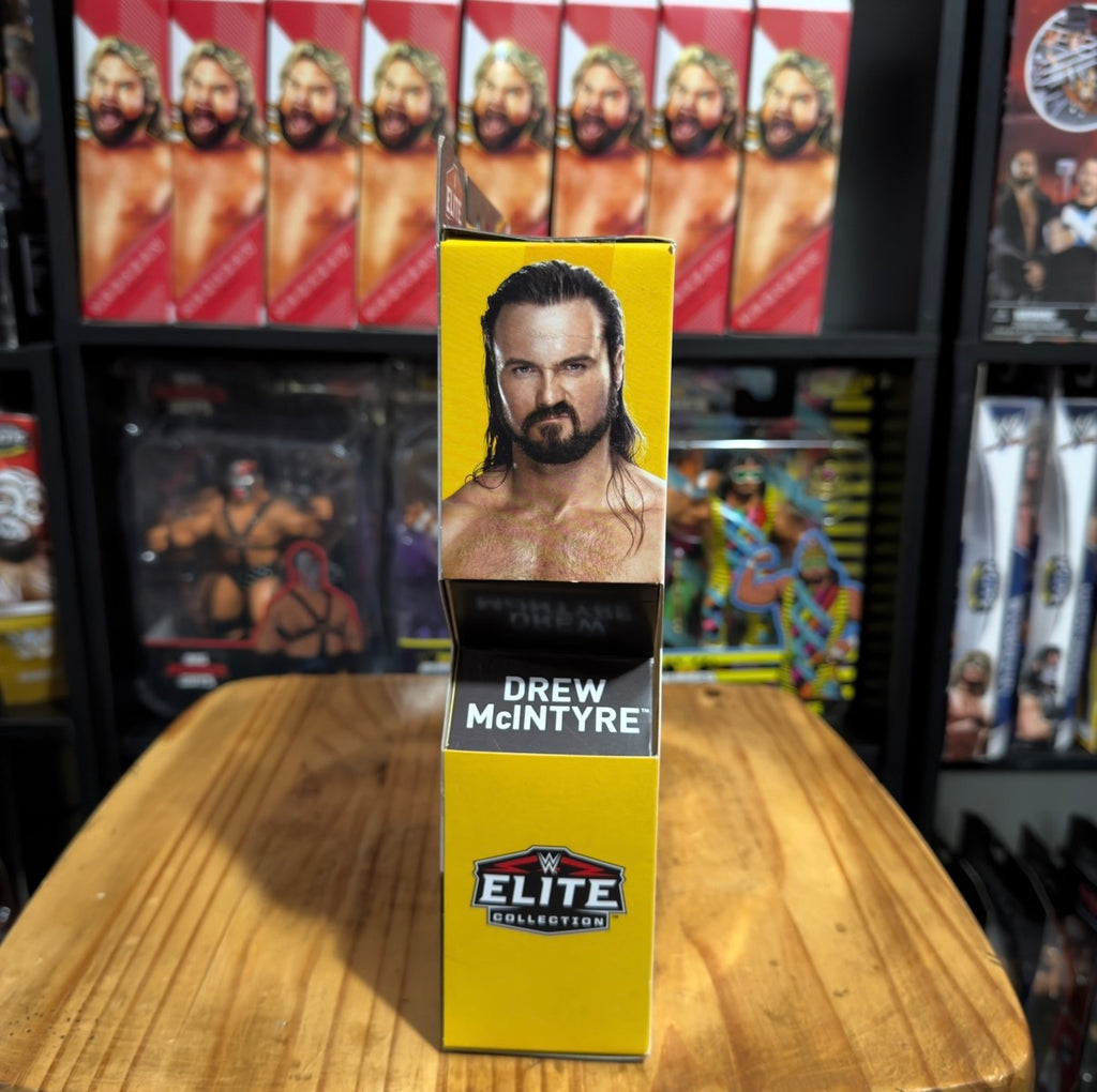 Drew McIntyre Elite action figure in yellow retail box with headshot