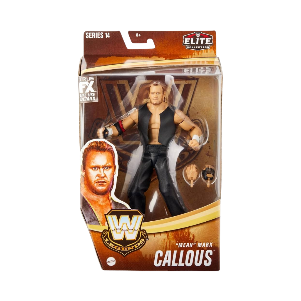 WWE Elite action figure in black outfit, boxed with “Series 14” on front