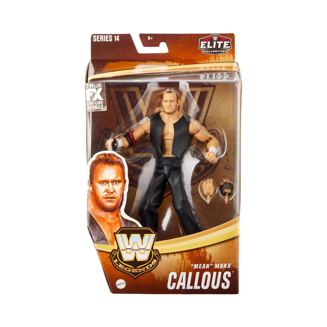 WWE Elite action figure in black outfit, boxed with “Series 14” on front