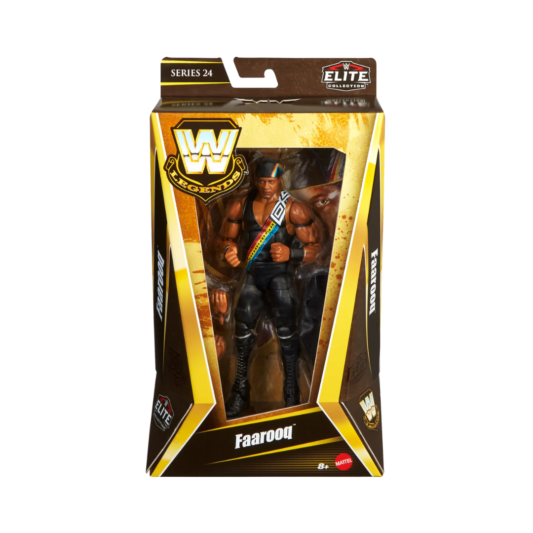 WWE Elite Series 24 Faarooq action figure in display box, front view