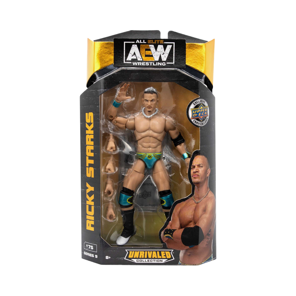 AEW Wrestling action figure blister box showing standing wrestler figure