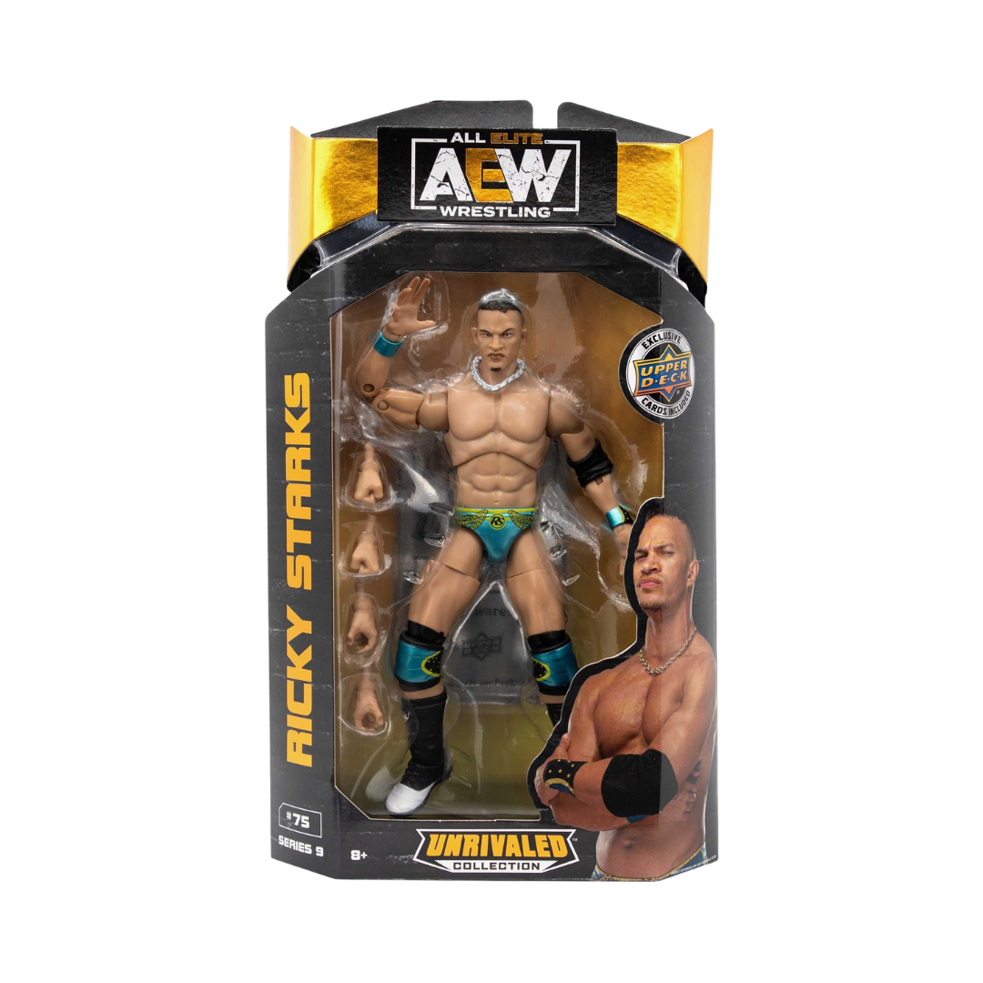 AEW Wrestling action figure blister box showing standing wrestler figure