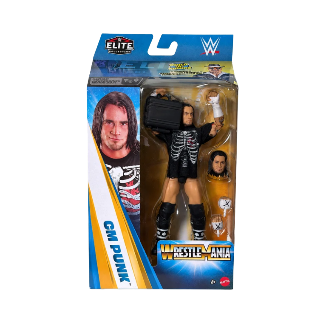WWE CM Punk Elite WrestleMania 2027 action figure in retail blister box