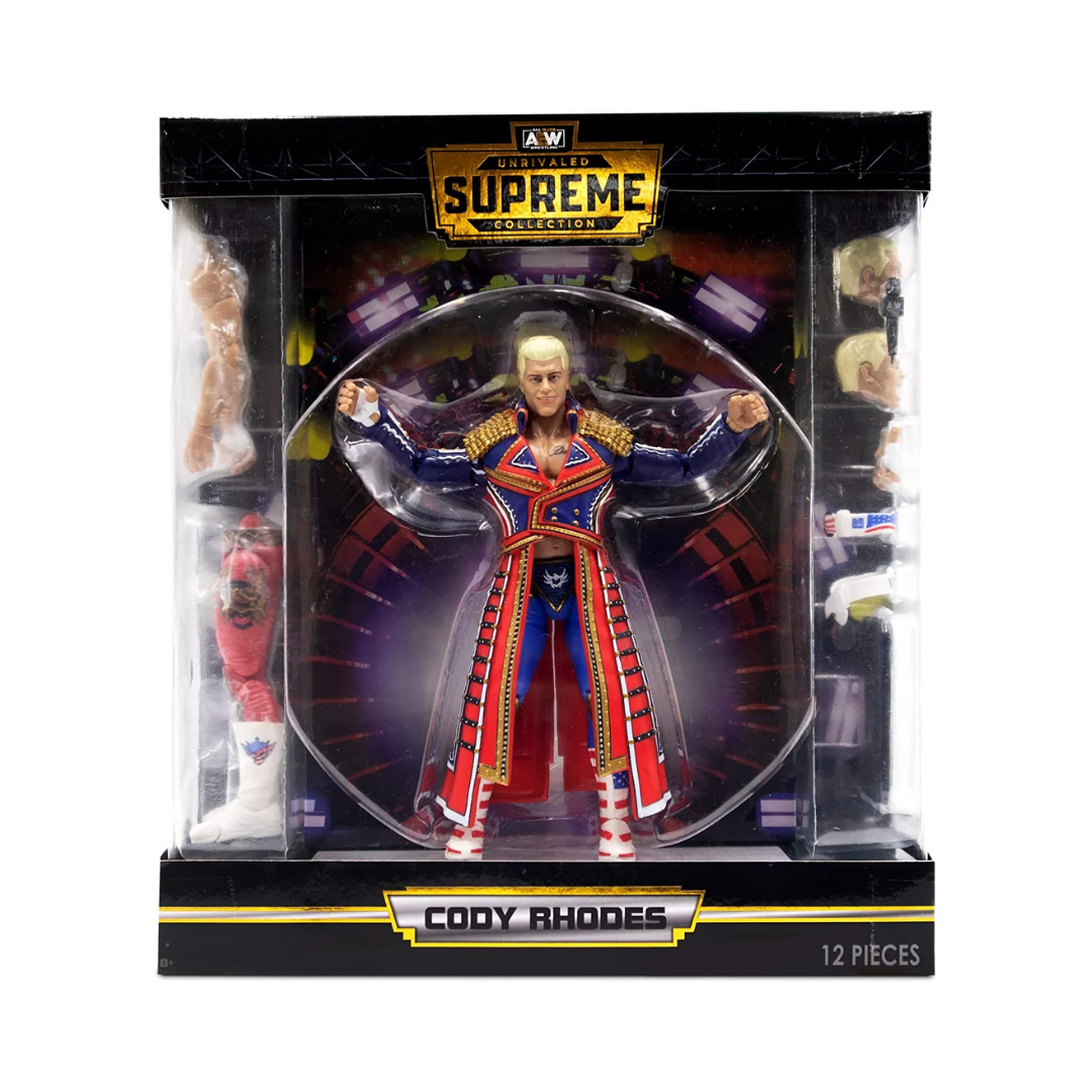 Cody Rhodes wrestling action figure set in box, 12 pieces