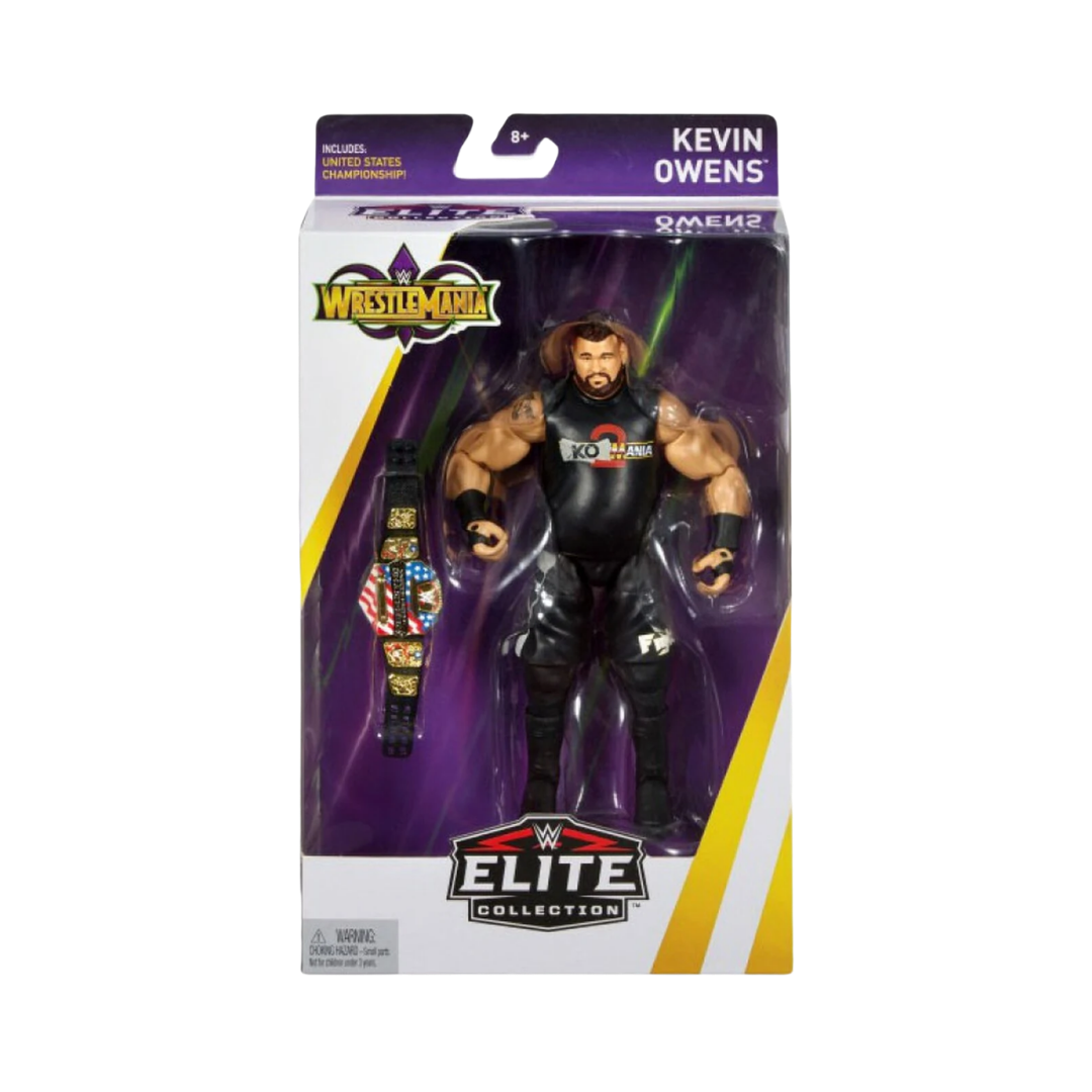 Kevin Owens WWE Elite Collection WrestleMania action figure in black wrestling gear