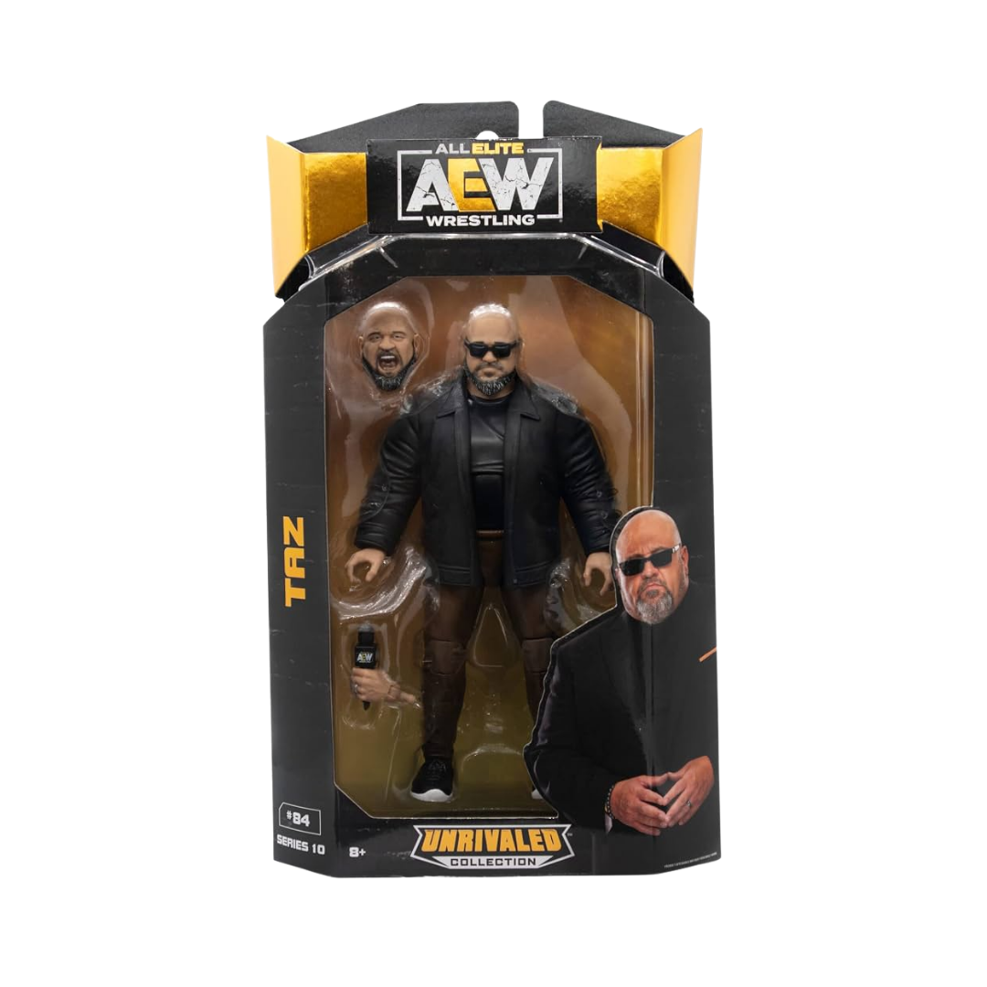 AEW Unrivaled Collection Series 10 Taz boxed action figure with two wrestlers