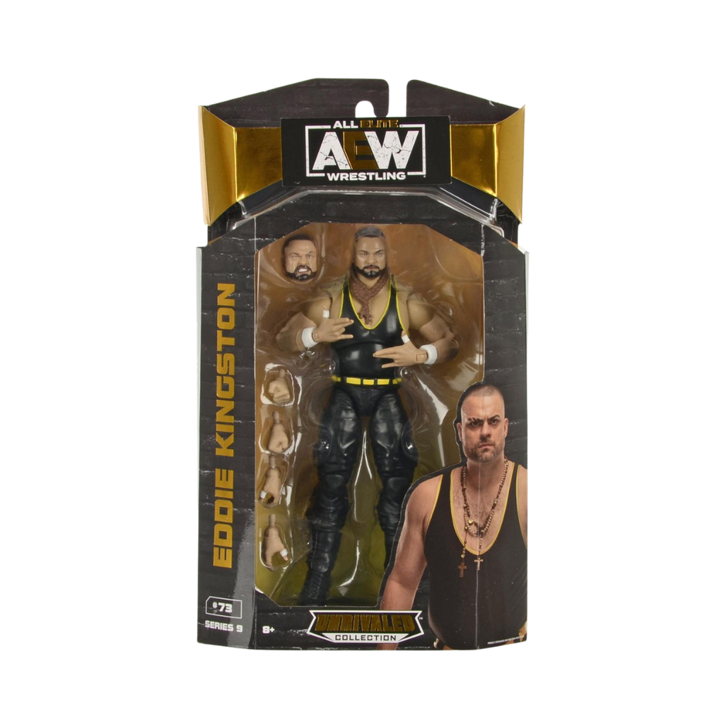 Eddie Kingston AEW wrestling action figure in Unrivaled Series 9 box, with accessories