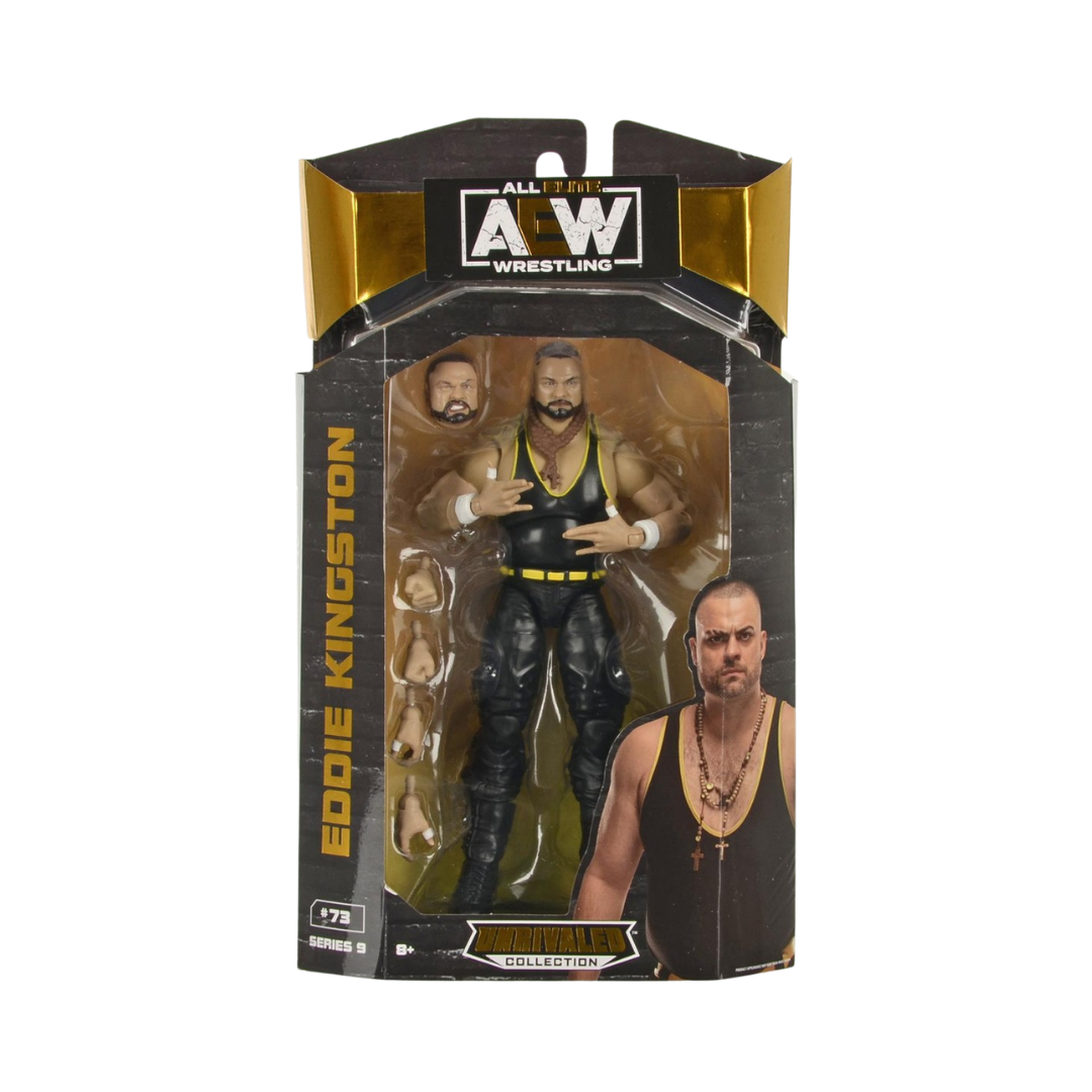 Eddie Kingston AEW wrestling action figure in Unrivaled Series 9 box, with accessories