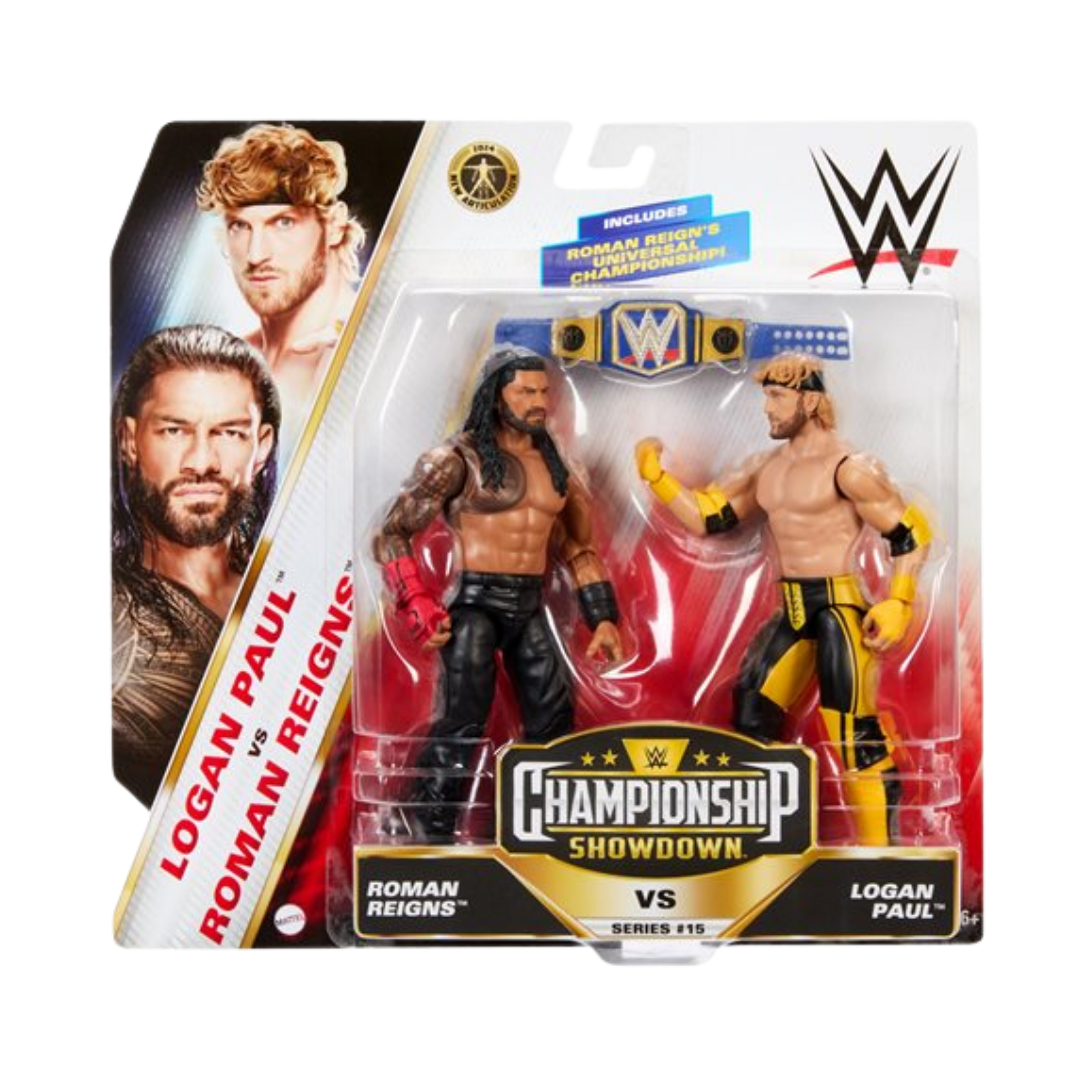 WWE Championship Showdown Series 15 action figure set, boxed with two wrestlers