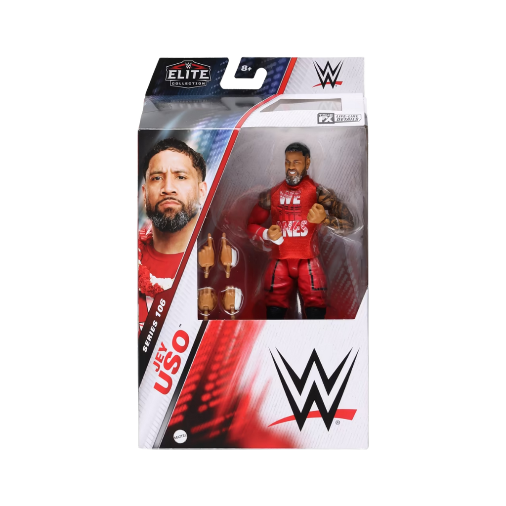 Jey Uso WWE Elite boxed action figure in red ring gear