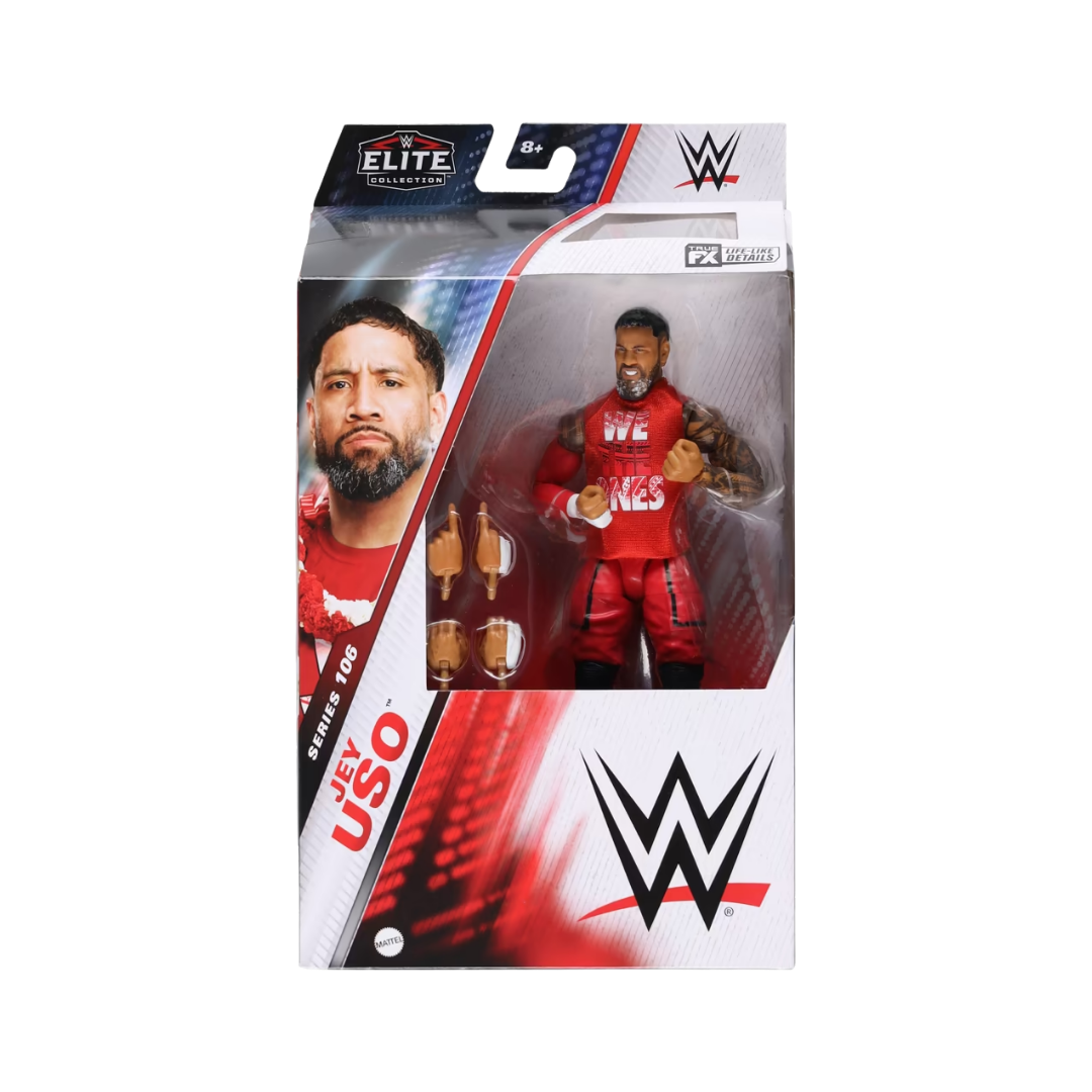 Jey Uso WWE Elite boxed action figure in red ring gear
